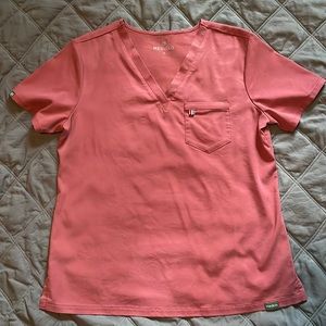 Mediclo Women's V-Neck Top in Coral Pink